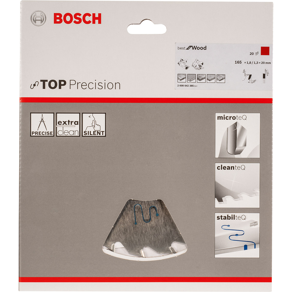 Bosch Kreissägeblatt Top Precision Best for Wood, 165 x 20 x 1,8mm, 20 Zähne