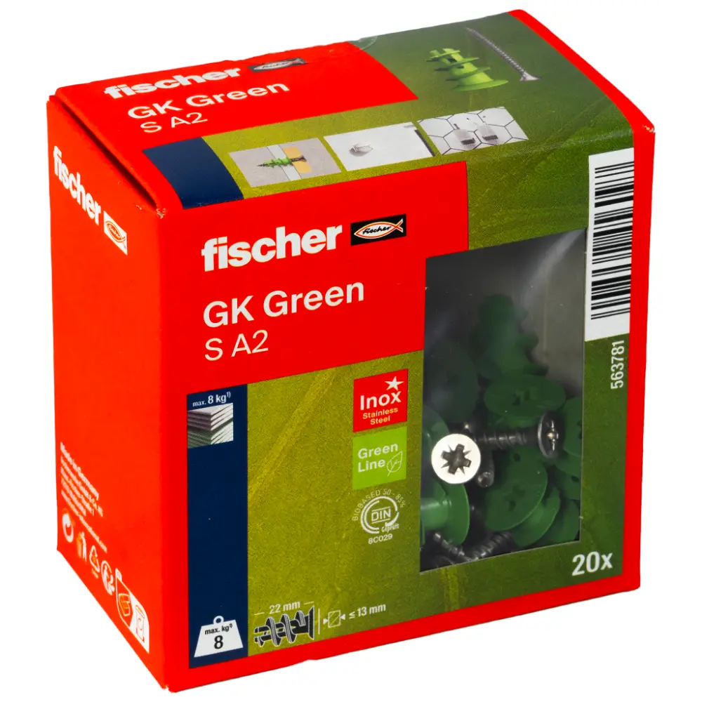 Fischer Gipskartondübel GK Green S mit Schraube A2