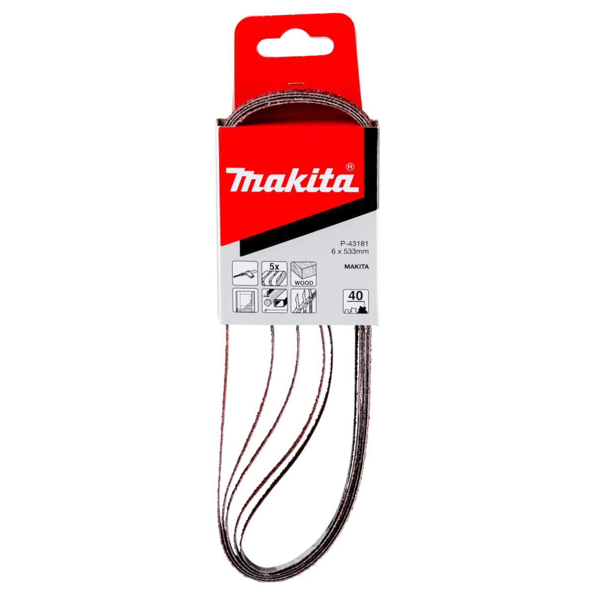 Makita Schleifband Holz und Metall - 6 x 533 mm - 5 Stück