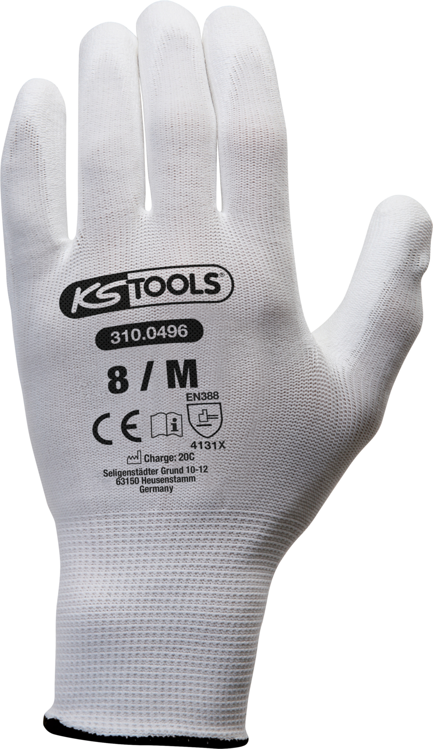 KS Tools Mikro-Feinstrickhandschuhe-weiß