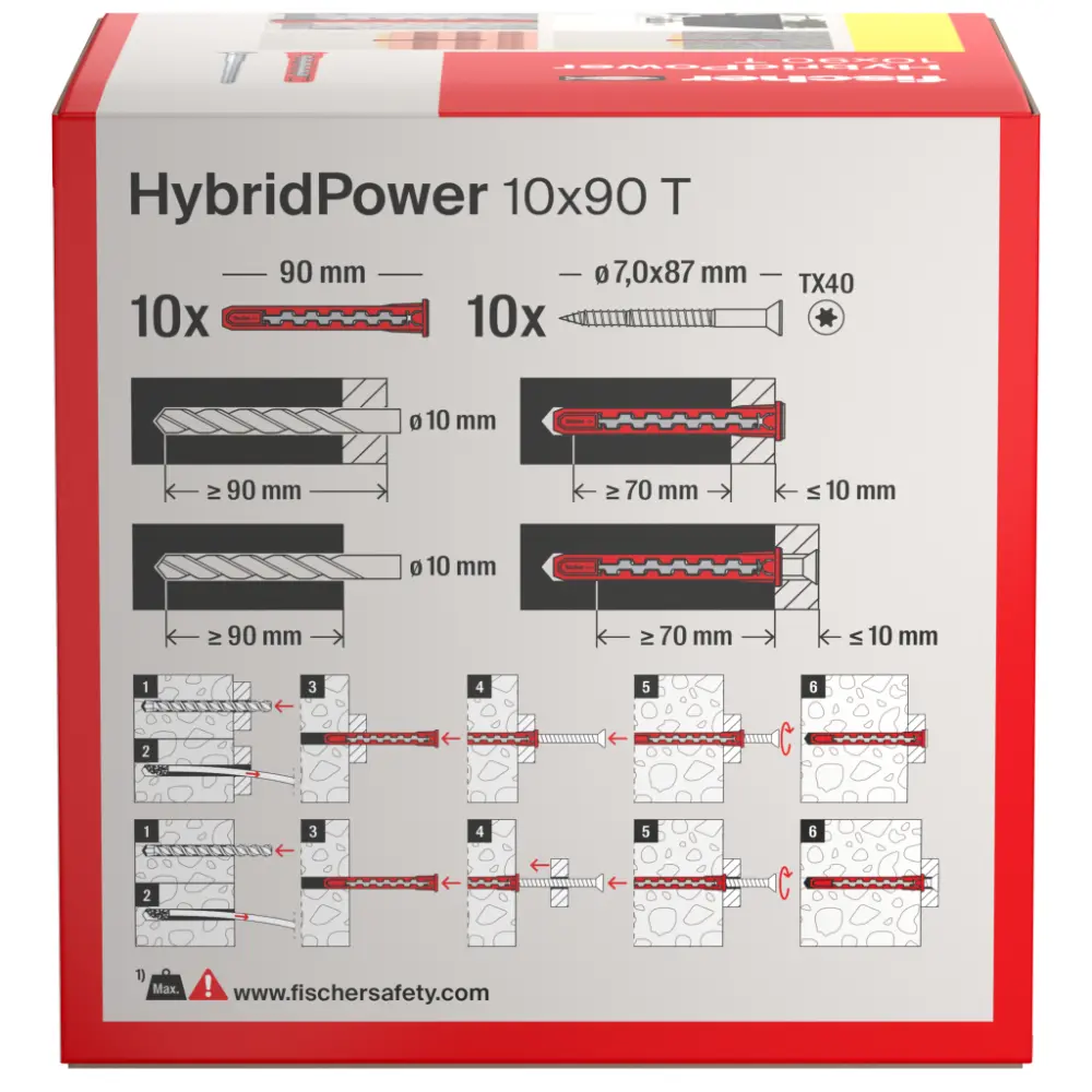 Fischer HybridPower 10x90 T (10) mit Senkkopfschraube