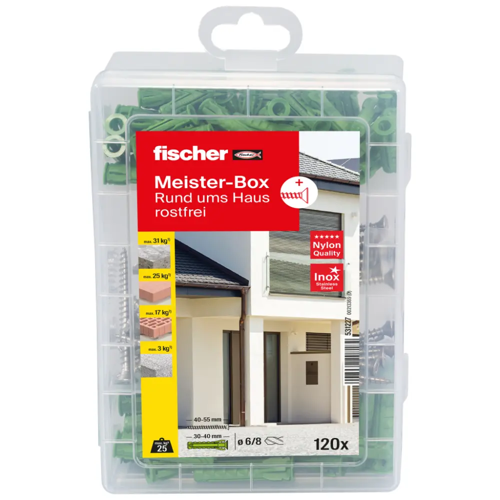 Fischer Meister-Box Rund ums Haus rostfrei + Schraube (120 Teile)