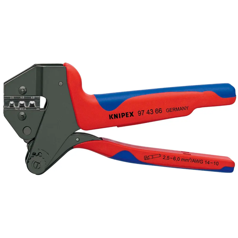KNIPEX Crimp-Systemzange MC4 & MC4 EVO2 für auswechselbare Crimpeinsätze brüniert 200 mm