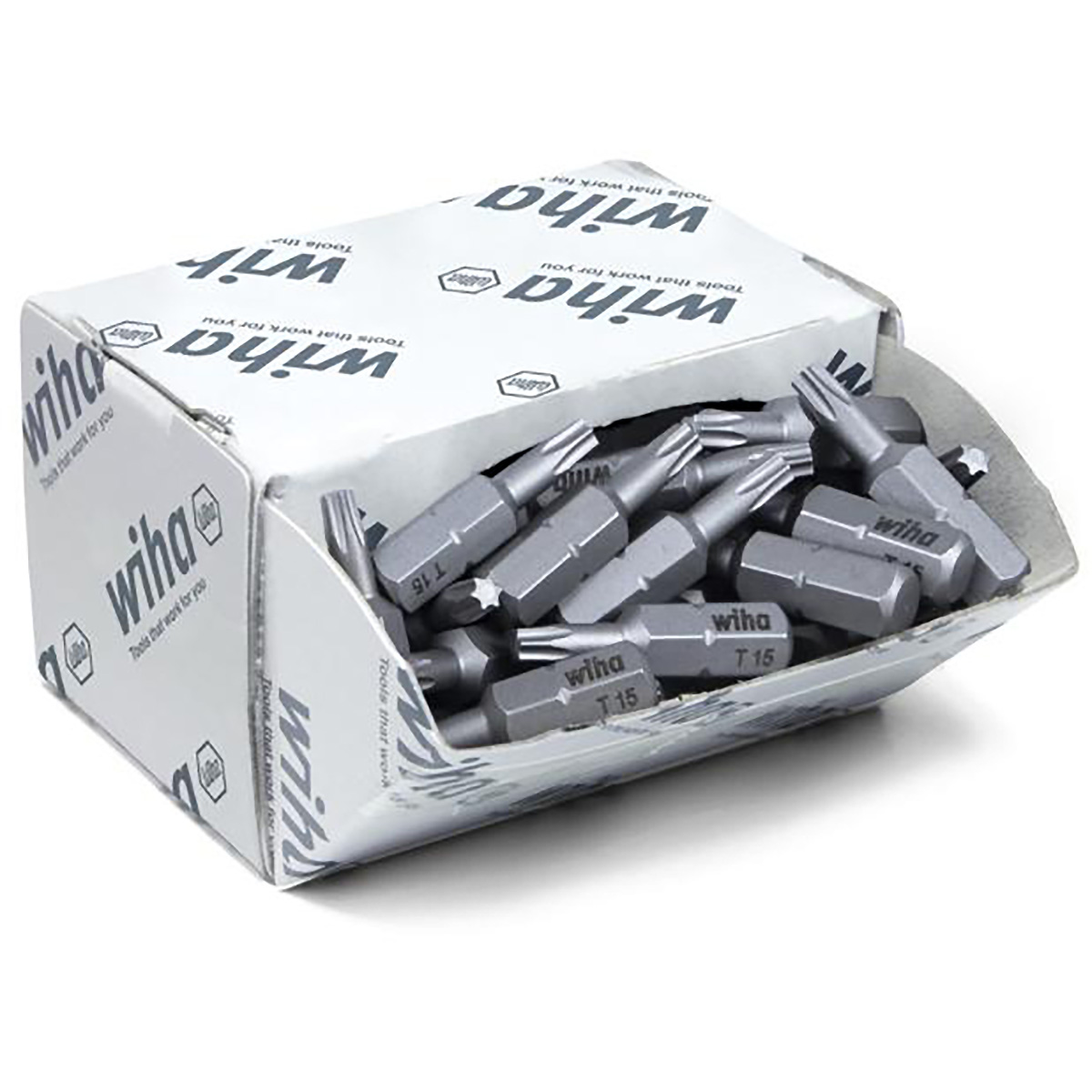 Wiha Bit Set Standard 25 mm TORX (T15) 50-teilges Set 1/4 zoll C6,3 in Großpackung