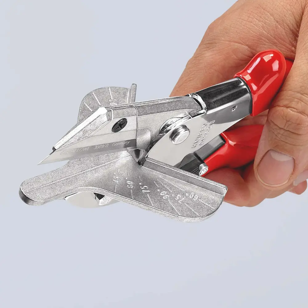 KNIPEX Gehrungsschere für Kunststoff- und Gummiprofile mit Kunststoff-Hüllen verchromt 215 mm