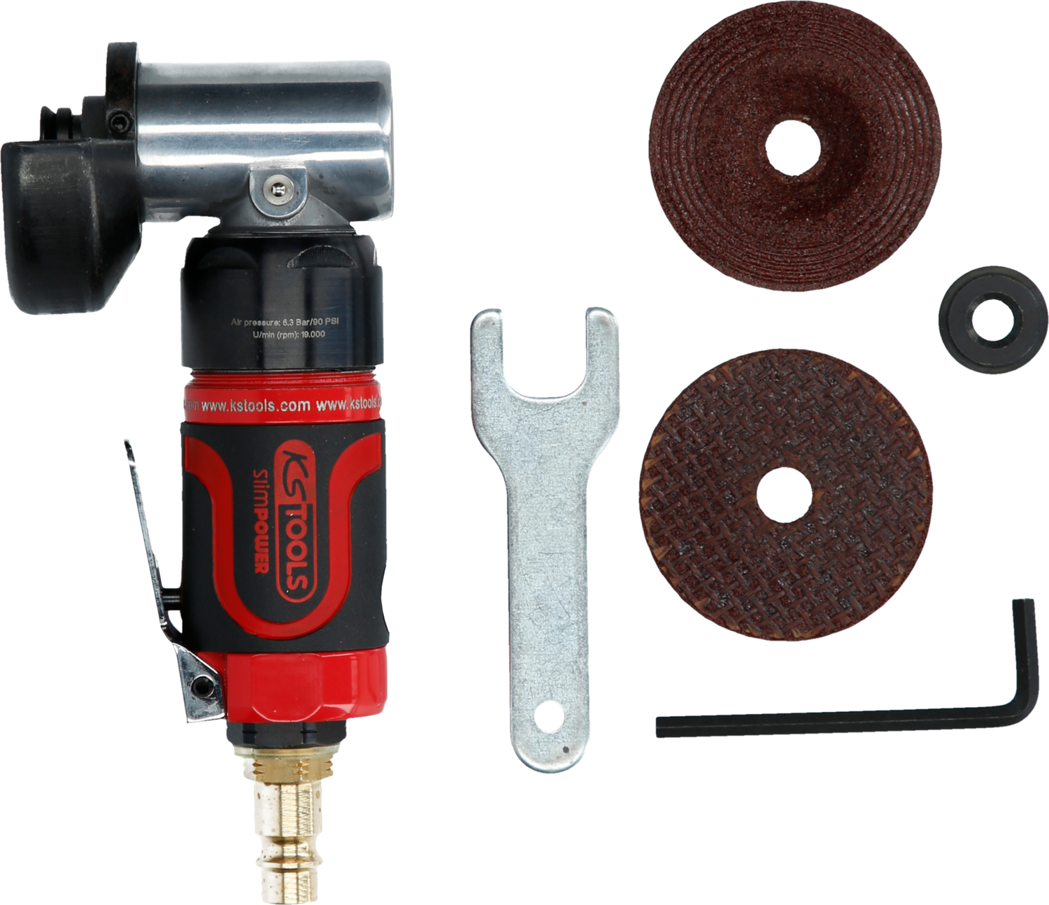 KS Tools 1/4" SlimPOWER Mini-Druckluft-Stab-Trennschleifer, kurz