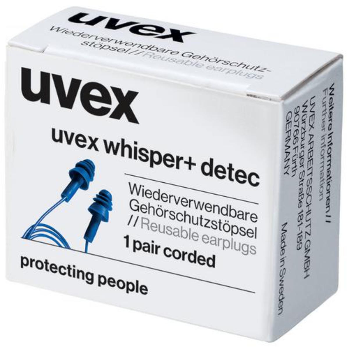 uvex whisper+ detec Gehörschutzstöpsel Größe S SNR 27 dB - Inhalt: 50 Paar in Minibox