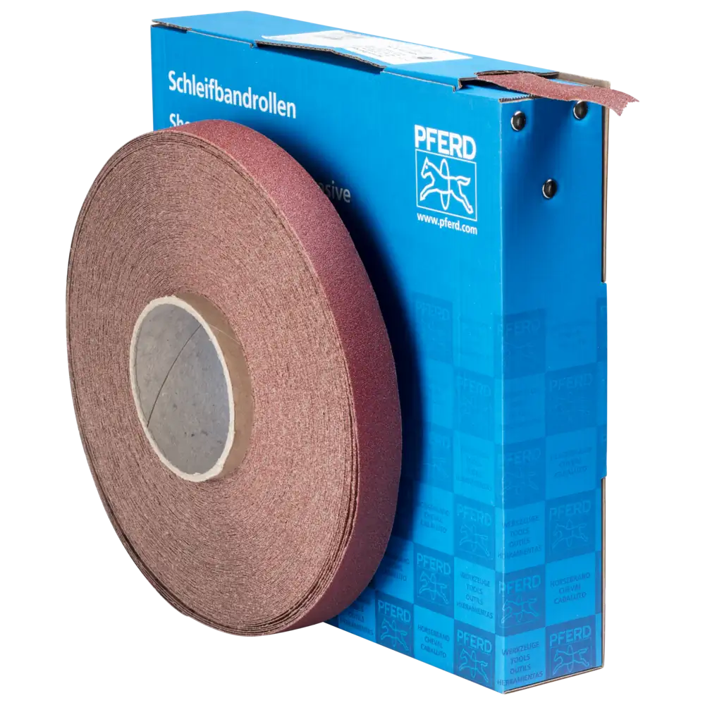 PFERD TOOLS Korund Schleifbandrolle Gewebe SBR Breite 25mm für universelle Anwendung