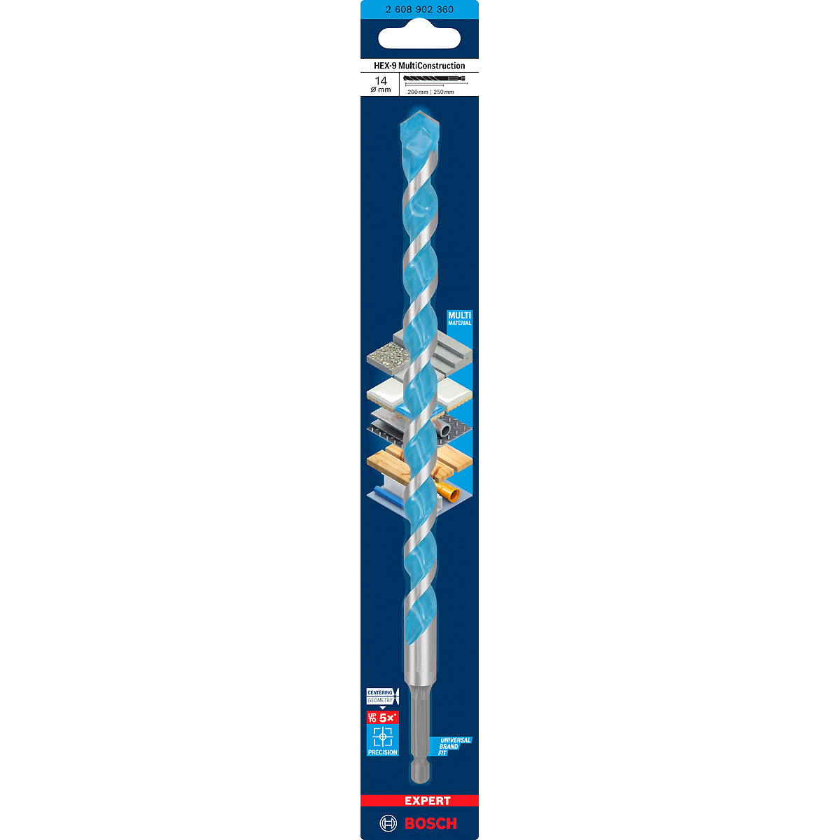 Bosch EXPERT HEX-9 MultiConstruction Bohrer, für Dreh- und Schlagbohrer