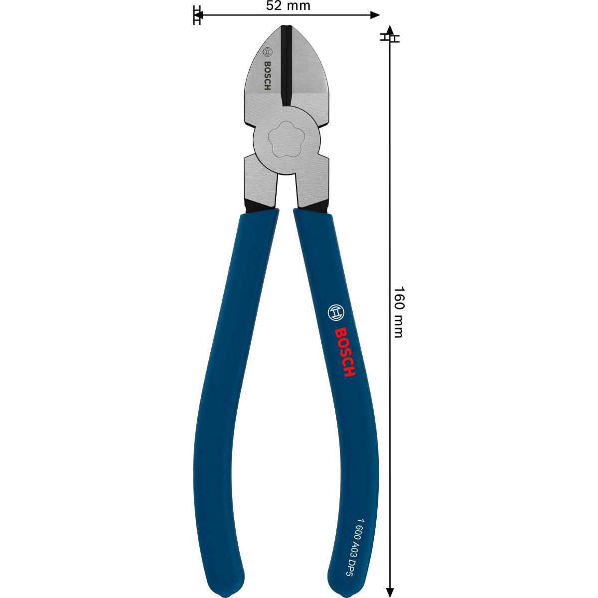 Bosch Diagonal-Seitenschneider 160 mm, tauchbeschichtete, rutschfeste Griffe
