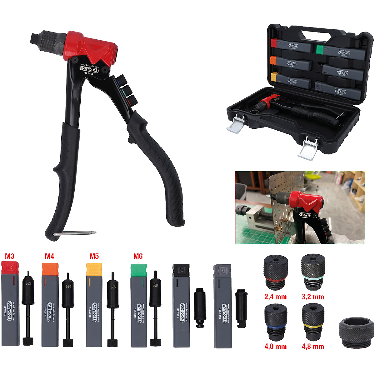 KS Tools 3 in 1 Handnietzangen-Satz, 12-tlg.