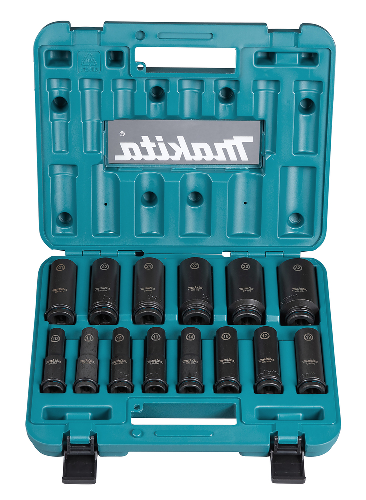 Makita Akku-Schlagschrauber LXT 18V 1/2 Zoll mit IMPACT BLACK Schlagnuss-Set 14-teilig - DTW300TJX7