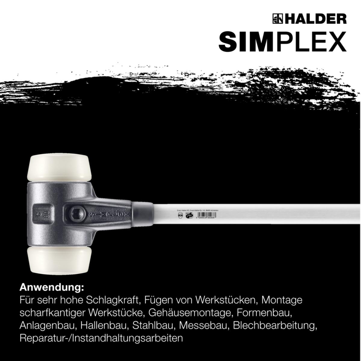 HALDER SIMPLEX - Vorschlaghammer mit verstärktem TE-Gehäuse und Fiberglasstiel, Nylon - Ø 80 mm