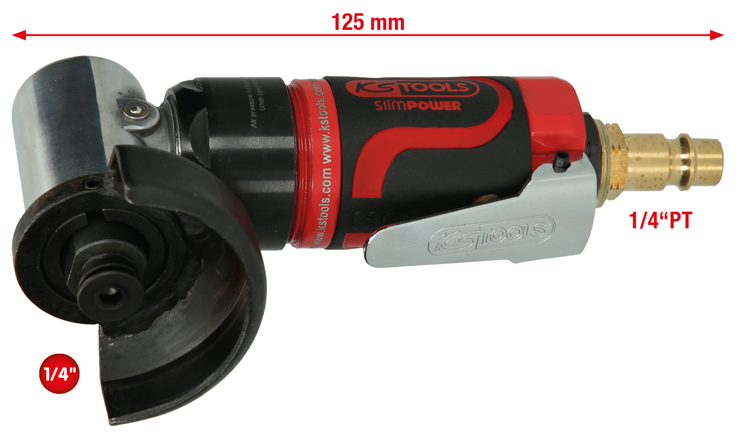 KS Tools 1/4" SlimPOWER Mini-Druckluft-Stab-Trennschleifer, kurz