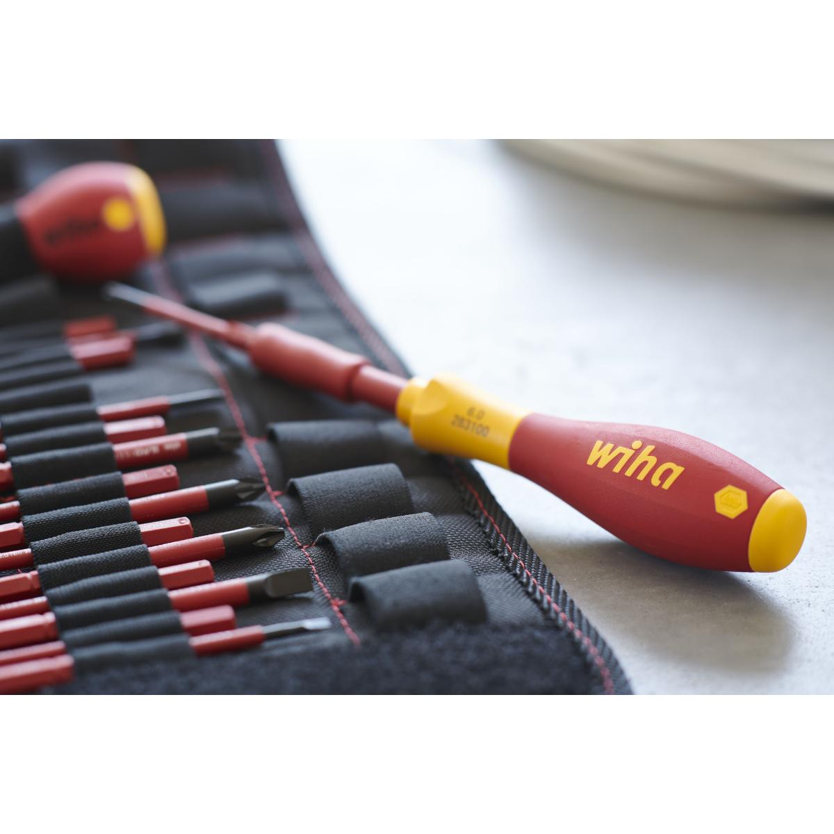 Wiha Schraubendreher und Bit Set slimVario gemischt 19-teilges Set mit Falttasche