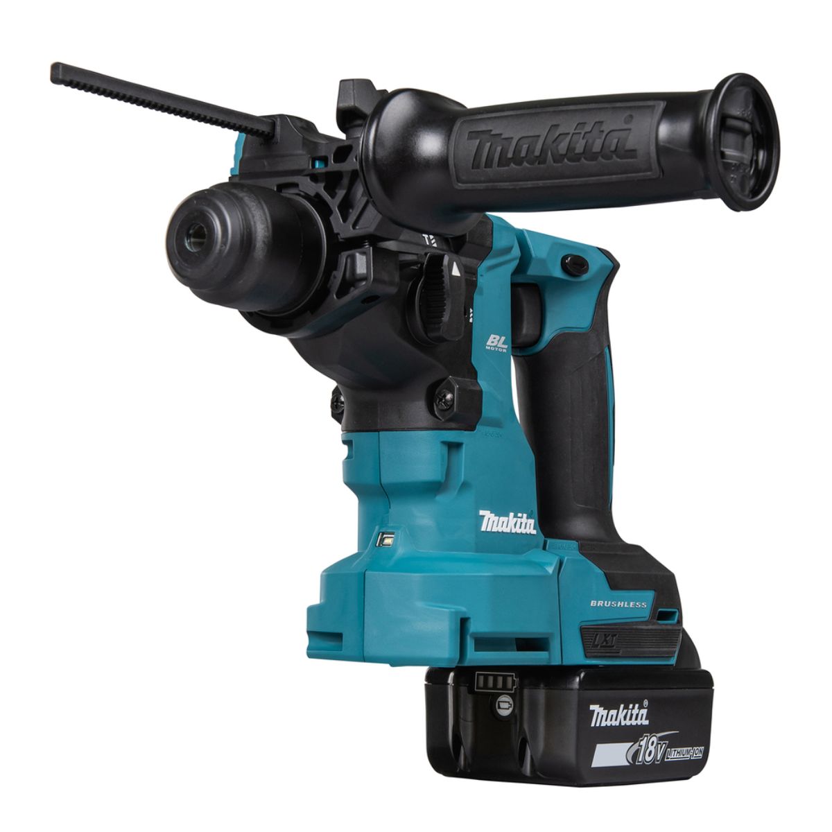 Makita Akku-Kombihammer für SDS-PLUS 18V/5,0 Ah, 2 Akkus + Ladegerät+Staubabsaugung DX16 im MAKPAC