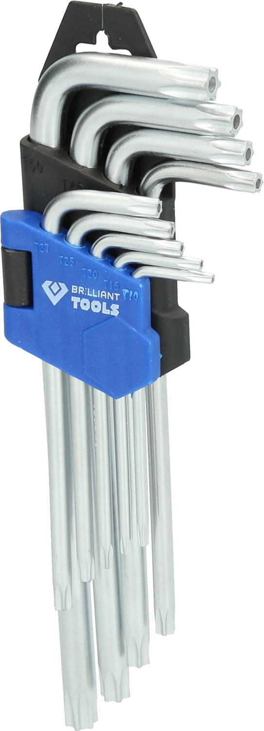 Brilliant Tools Winkelstiftschlüssel-Satz, 9-tlg, Torx-Profil, kurz - BT044009