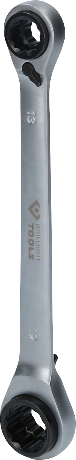 Brilliant Tools 4 in 1, Doppel-Ratschenringschlüssel, 10 x 13, 17 x 19 mm - BT013901