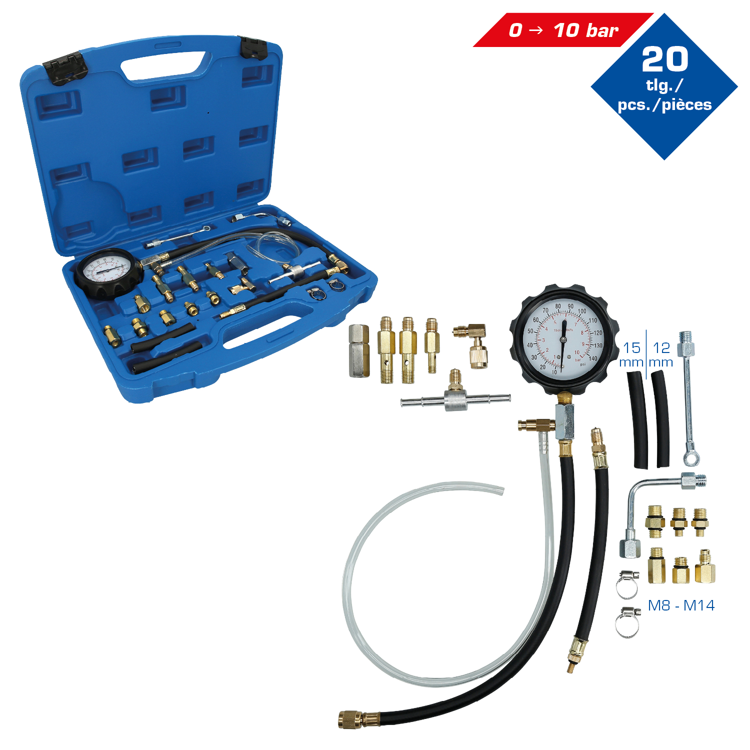 Brilliant Tools Kraftstoff-Einspritzsystem-Tester-Satz, 20-tlg - BT581350