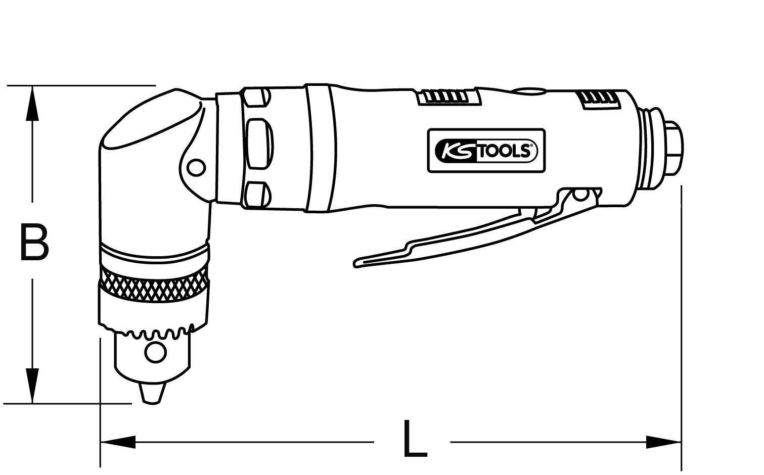 KS Tools 3/8"SlimPOWER Mini-Druckluft-Winkelbohrmaschine