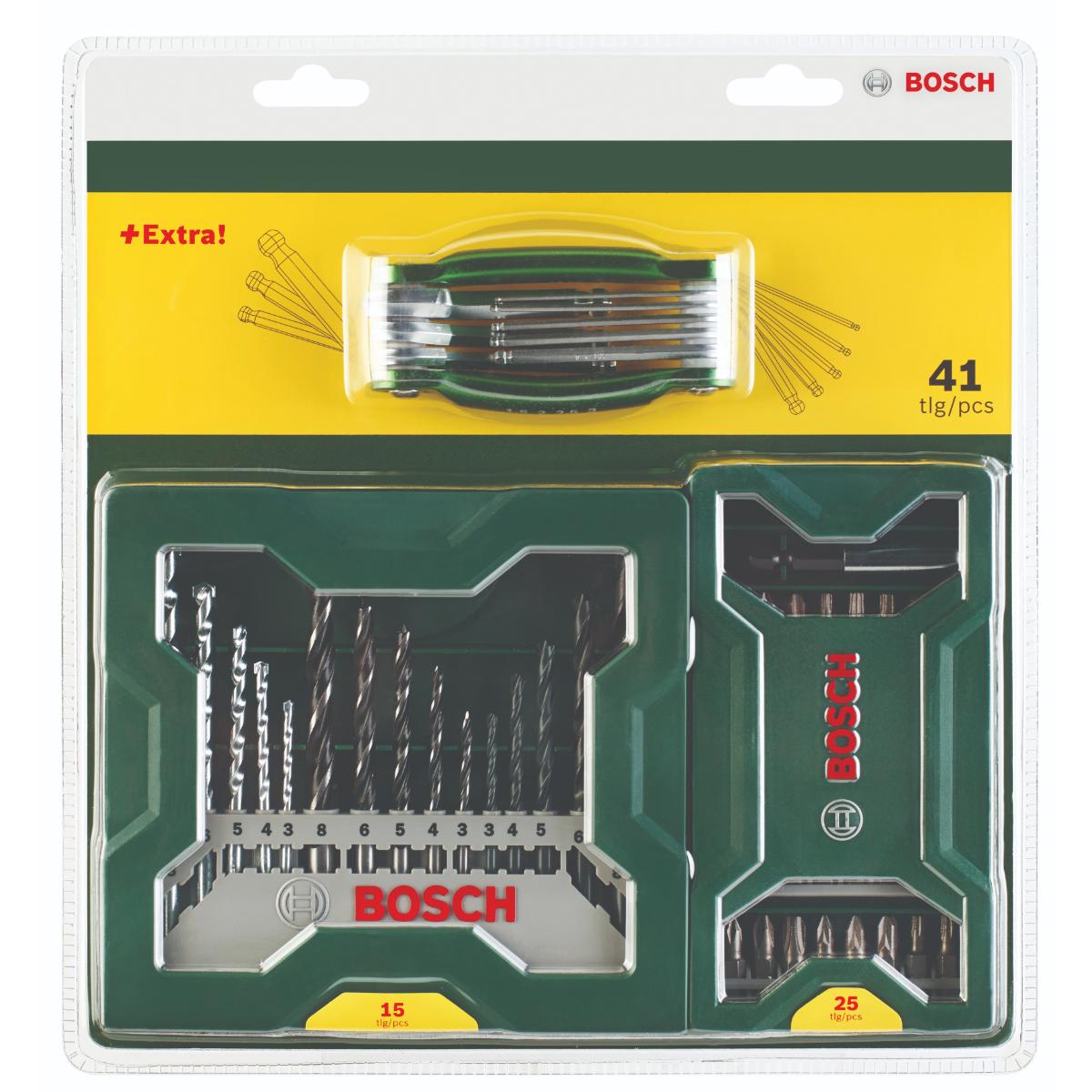 Bosch 15-tlg. gemischtes Bohrerset + 25-tlg. Schrauberbit-Set + Sechskant-Faltwerkzeug