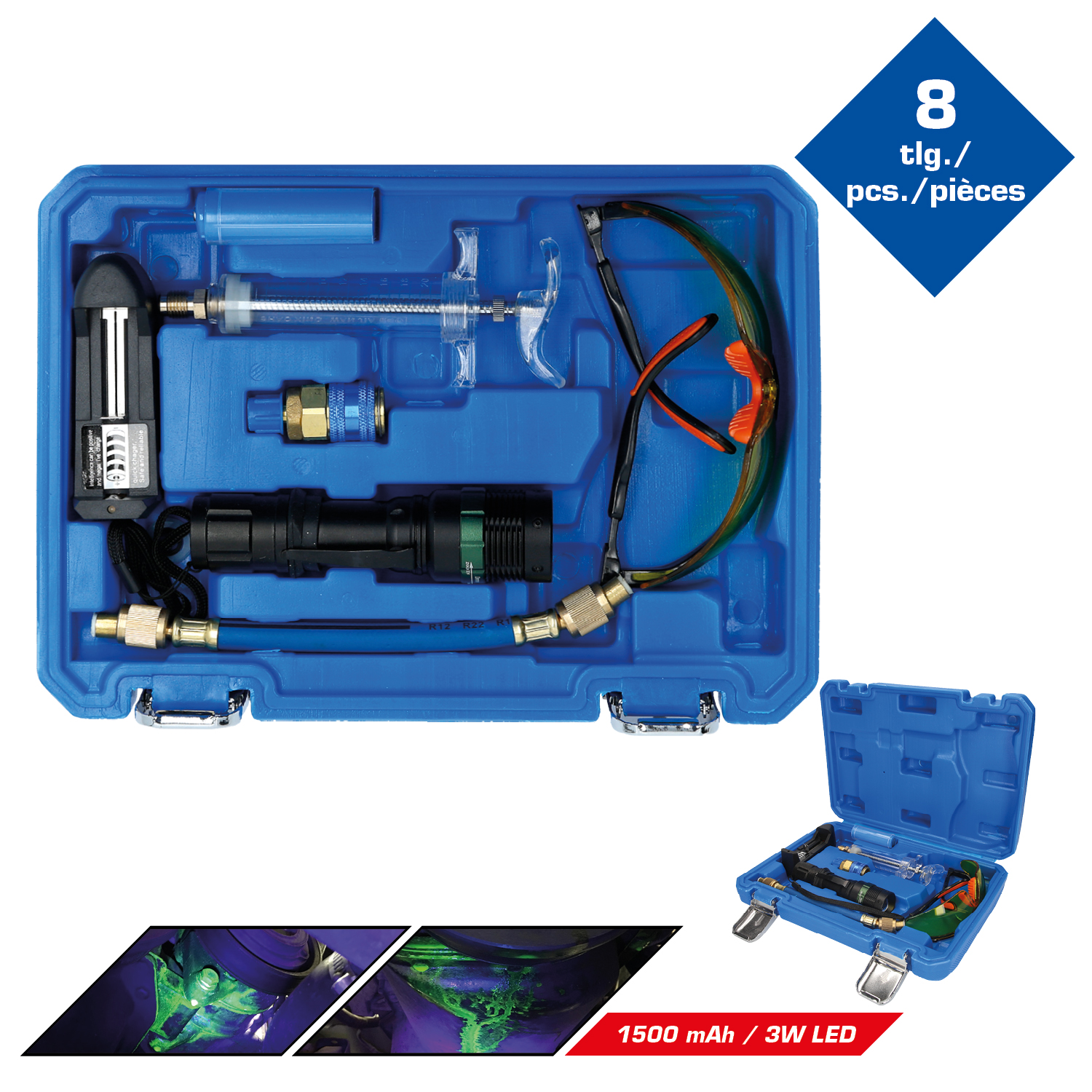Brilliant Tools UV-Lecksuch-Taschenlampen-Satz, 8-tlg - BT611020