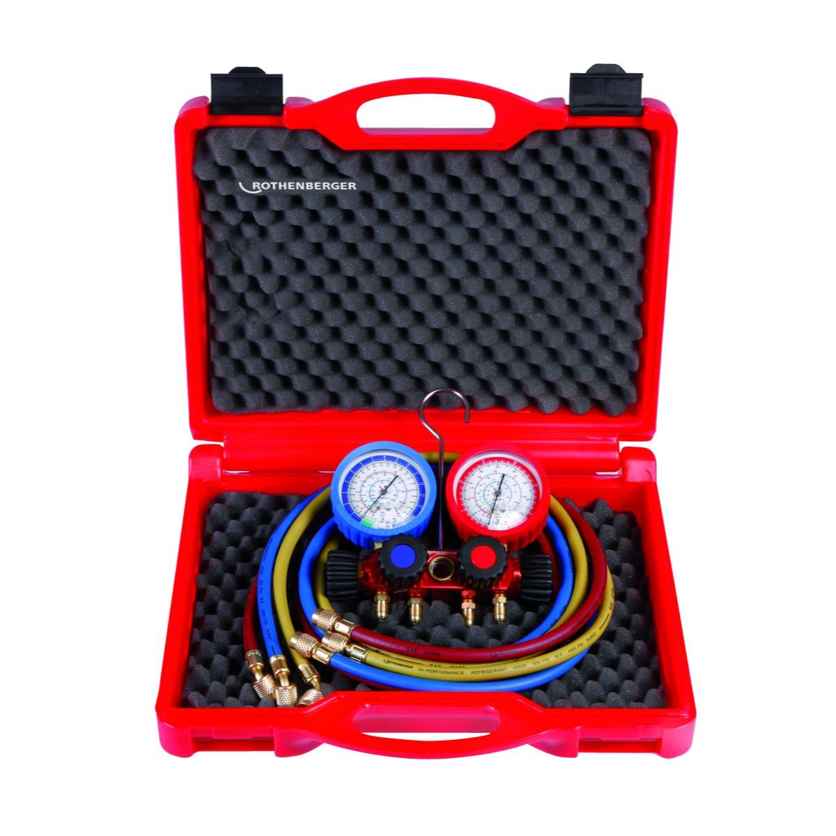 Rothenberger Monteurhilfe-Set 4-Wege II Plus, R410A, mit Manometer,Pulse-free, Klasse 1.6