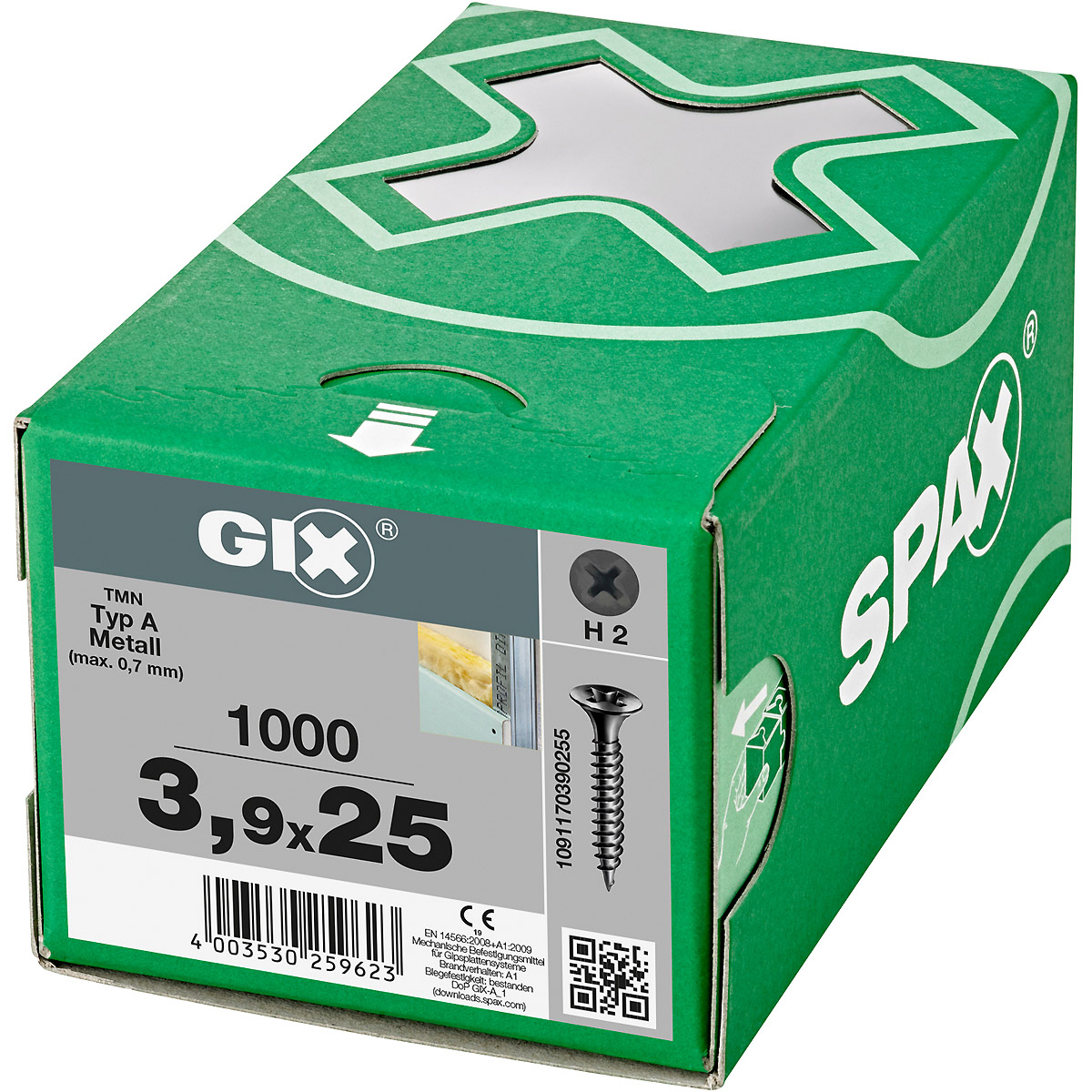 SPAX GIX-A Trompetenkopf H2 Feingewinde phosphatiert, 1000 Stück