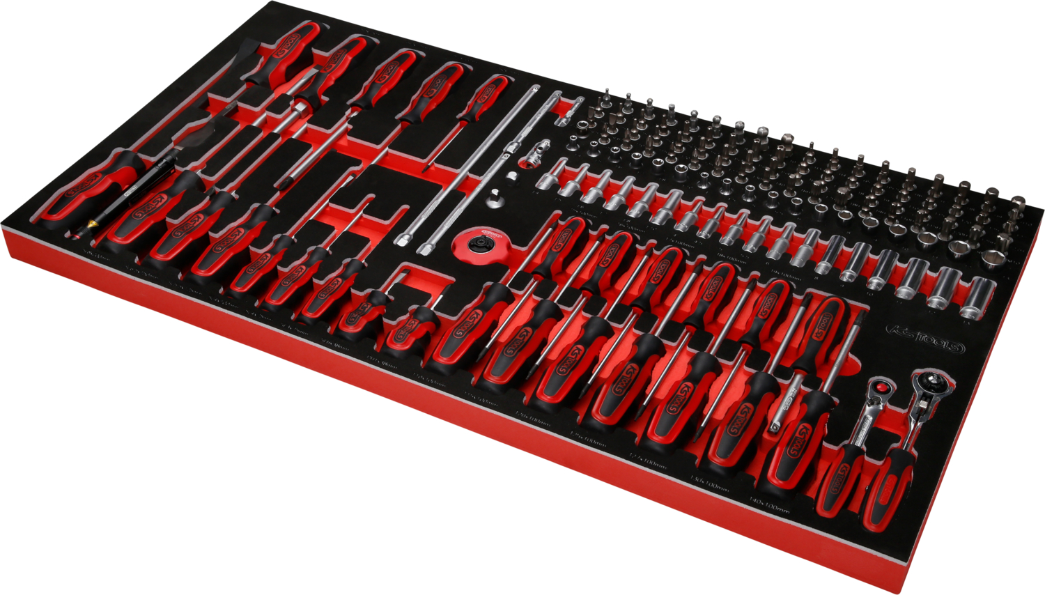 KS Tools 1-4'' Steckschlüssel- - und Schraubendreher-Satz in Schaumstoffeinlage, 146-tlg