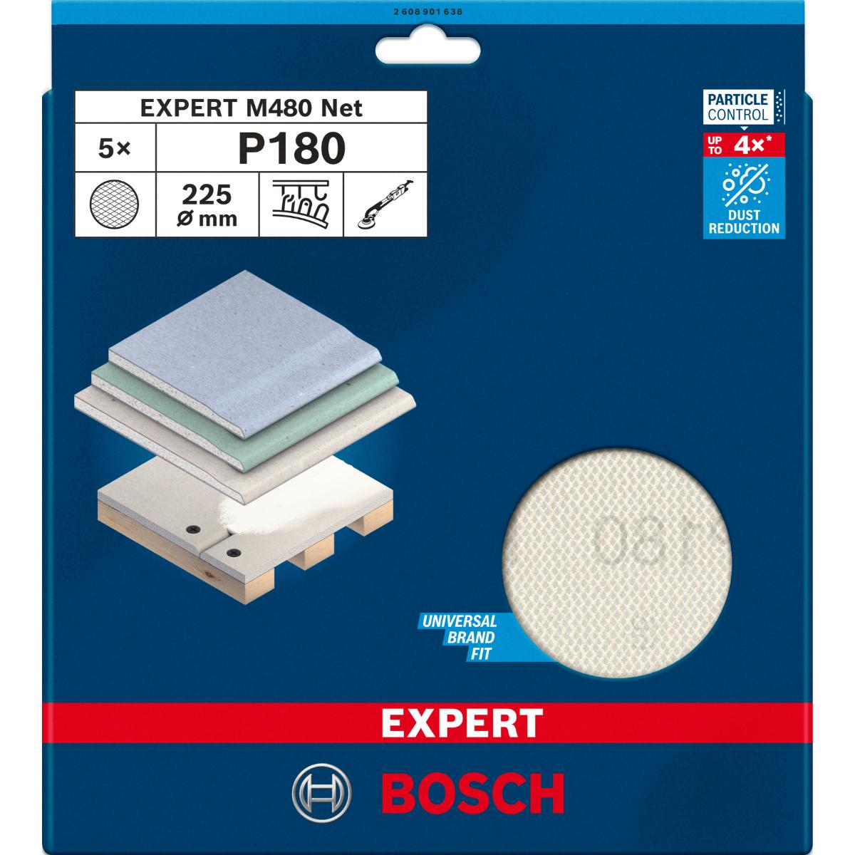 Bosch EXPERT M480 Schleifnetz, 225 mm, 5 Stück