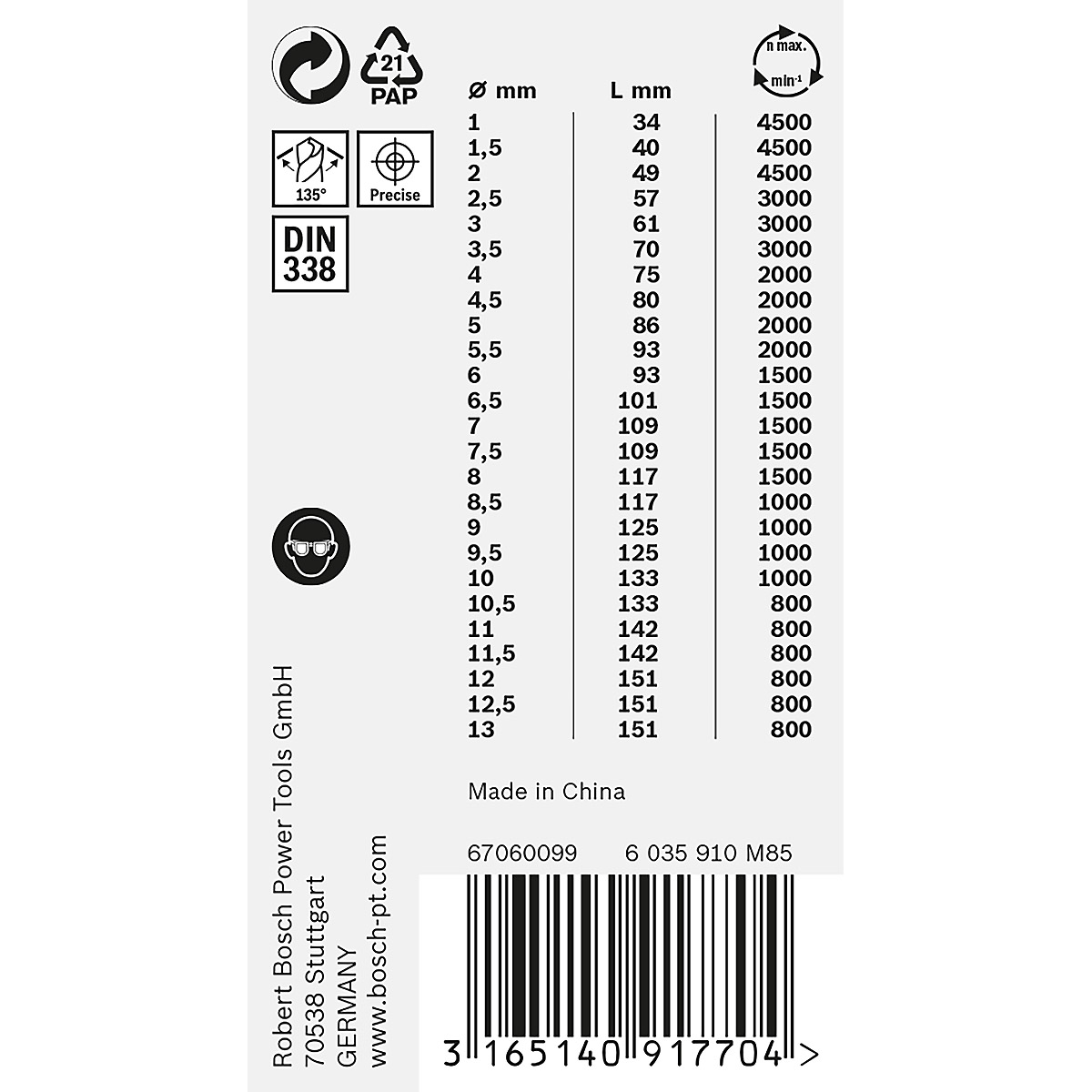 Bosch Metallspiralbohrer HSS-Set PointTeQ, DIN 338, 25-teilige ProBox