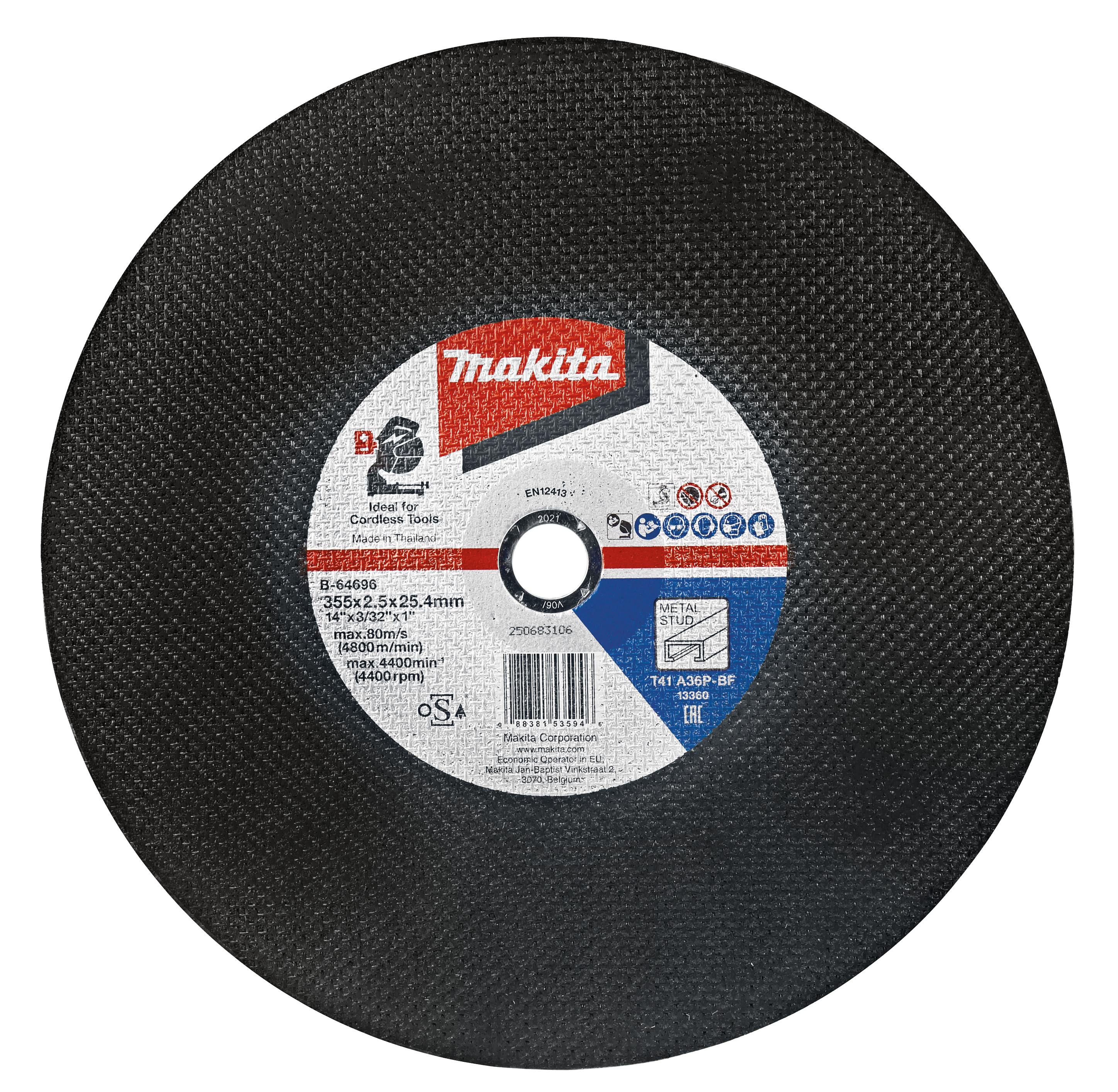 Makita Trennscheibe 355 mm Stahl, 355 x 25,4 x 2,5 mm - 5 Stück - Stahl - B-64696-5