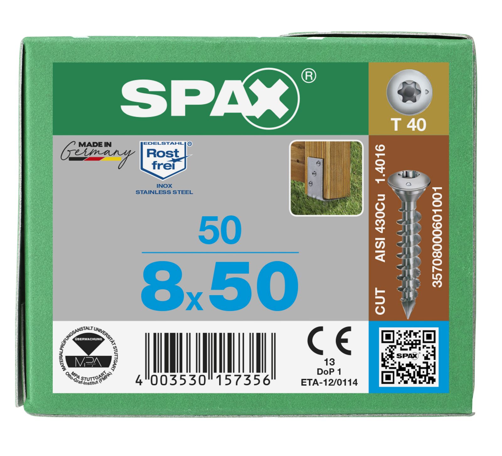SPAX-S A1 Pfostenschraube Sonderkopf T-Star Plus T40 Cut, 50 Stück