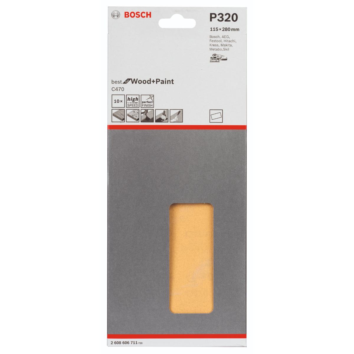 Bosch Schleifblatt C470, 10er-Pack für Schwingschleifer
