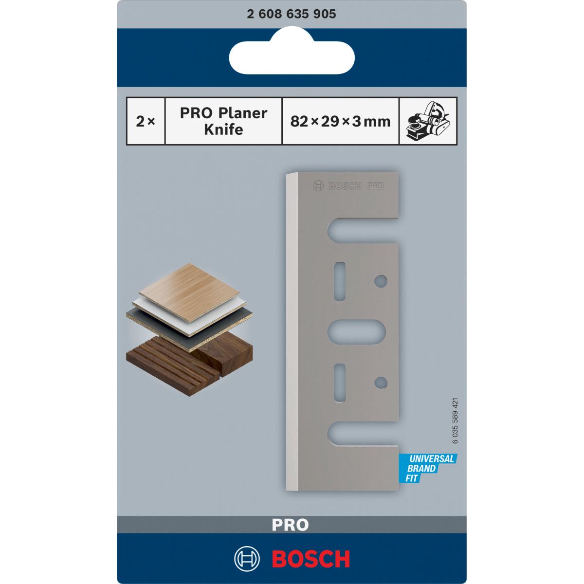 Bosch PRO Hobelmesser, 82 x 29 x 3 mm, 2 Stück