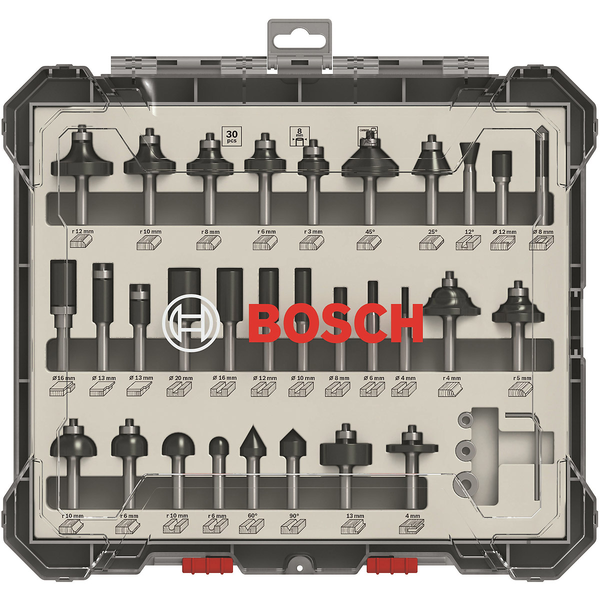 Bosch PRO Fräser-Set, 30-teilig, 8mm Schaft