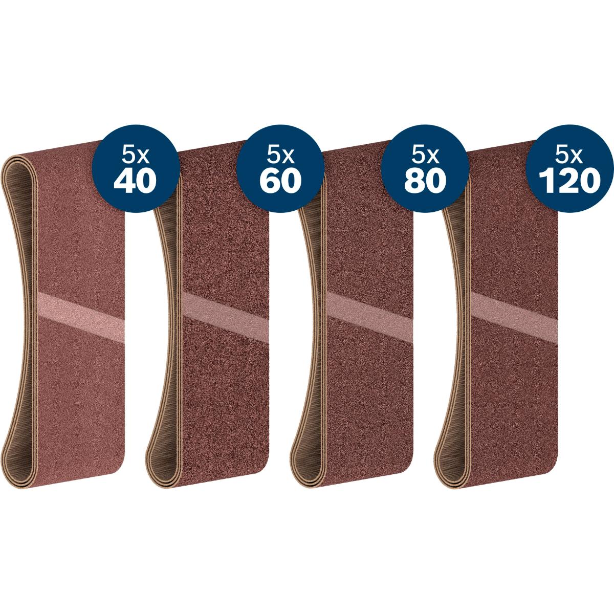 Bosch PRO X440 Schleifband Set, 75x457mm, 20-teiliges Set
