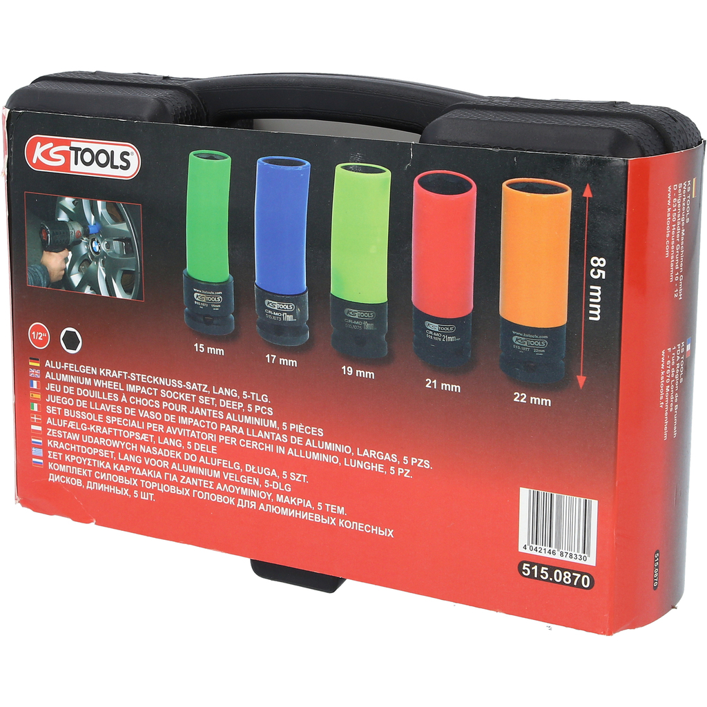 KS Tools 1/2" Alu-Felgen Kraft-Stecknuss-Satz robust. 5-tlg