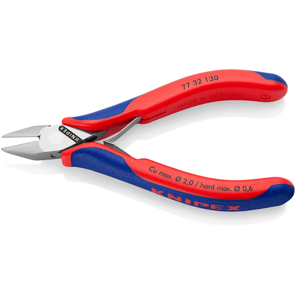 KNIPEX Elektronik-Seitenschneider mit durchgestecktem Gelenk mit Mehrkomponenten-Hüllen 130 mm