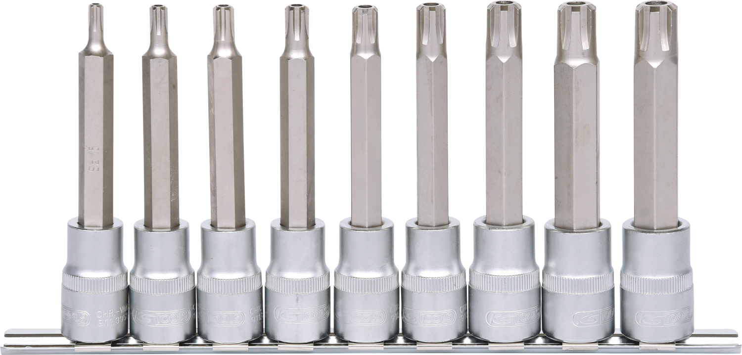 KS Tools 1/2" RIBE-Bit-Stecknuss-Satz, lang, 9-tlg