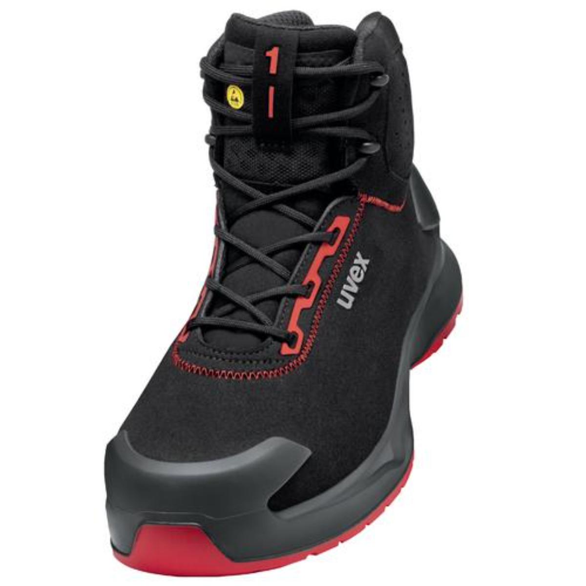 uvex 1 x-craft Sicherheitsschuh Stiefel S3L, schwarz/rot