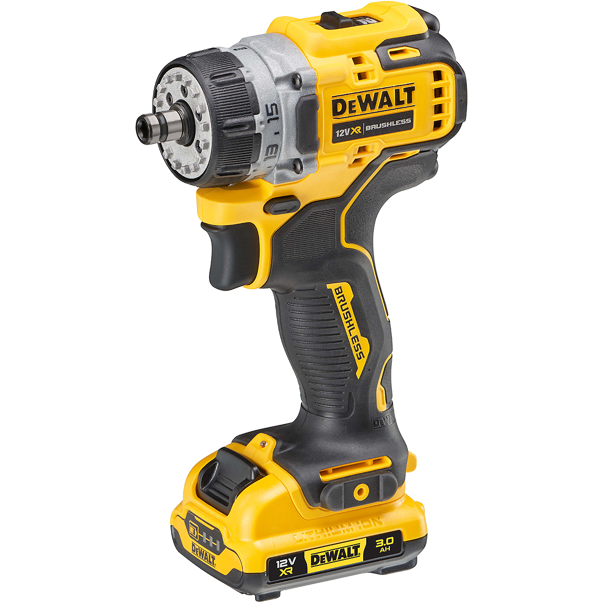 DEWALT Akku-Bohrschrauber + 4 Wechselköpfe 12V + 2 Akku + Schnellladegerät