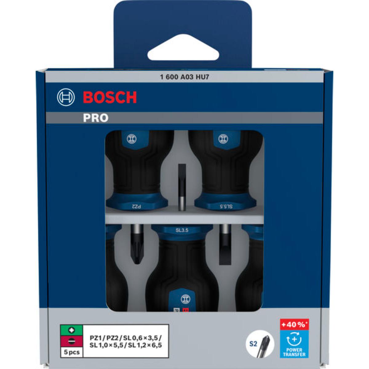 Bosch PRO Stubby-Schraubendreher PZ/SL, 5-teilges Set