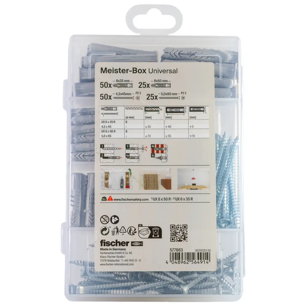 Fischer Dübelsortiment Meister-Box Universal + Schrauben (150 Teile)