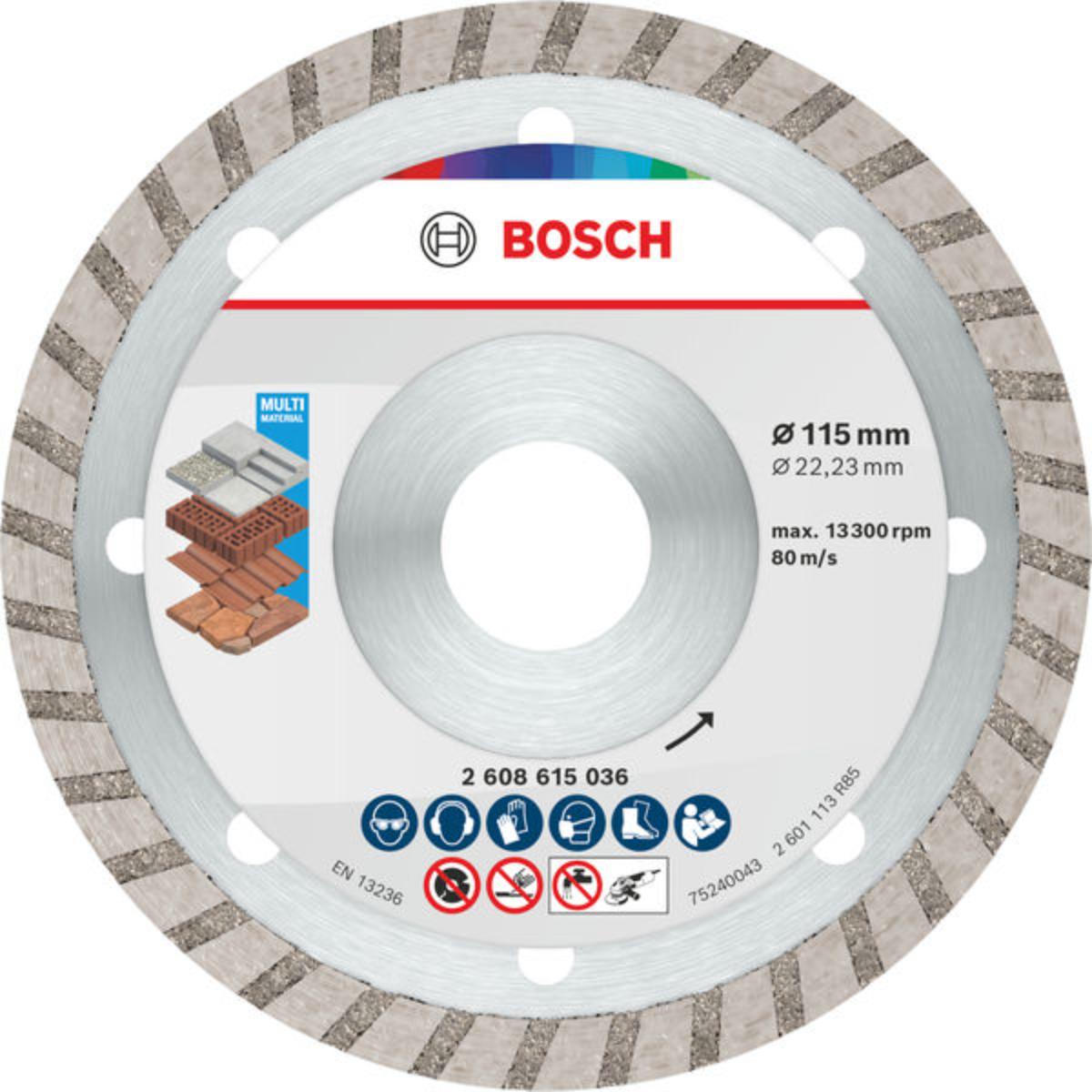Bosch Multi Material Turbo Diamond Trennscheibe, 115 x 22.23 x 7 mm, 10-Stück