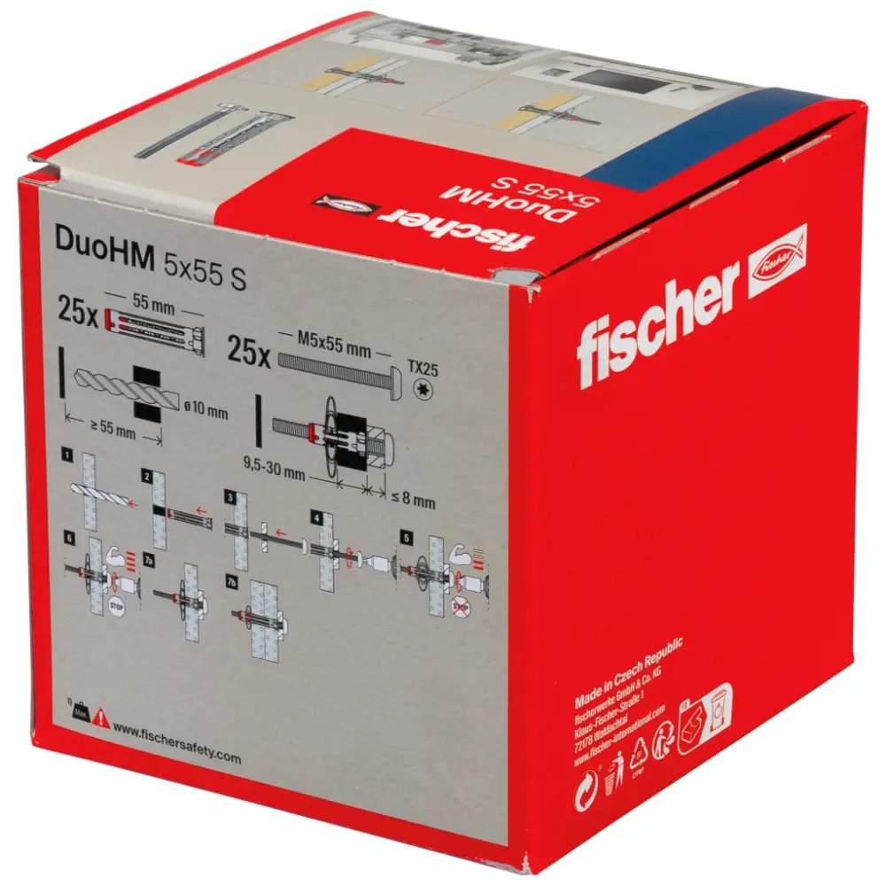 Fischer Hohlraumdübel DuoHM 5x55 S PH TX mit Panhead-Schraube, TX-Antrieb