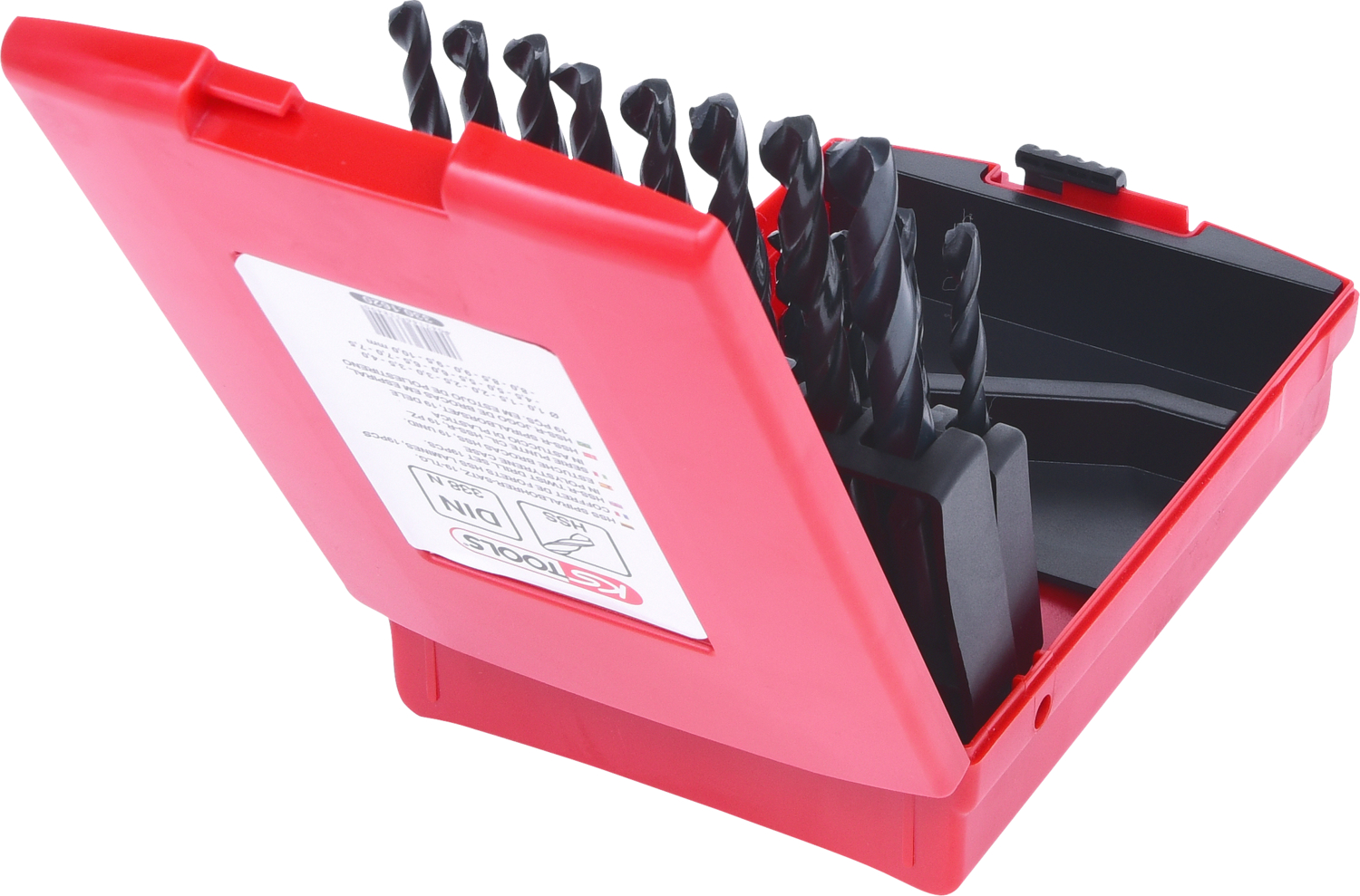 KS Tools HSS-R Spiralbohrer-Satz, Kunststoffkassette, 19-tlg, 1-10mm