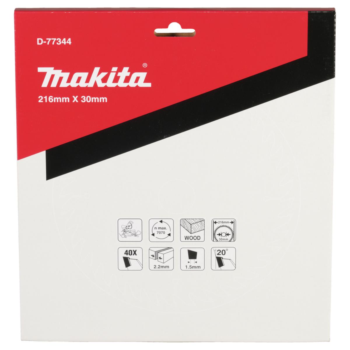 Makita Kreissägeblatt TCT 216x30x40Z 2,2 mm Schnittstärke - TCT - Holz - D-77344