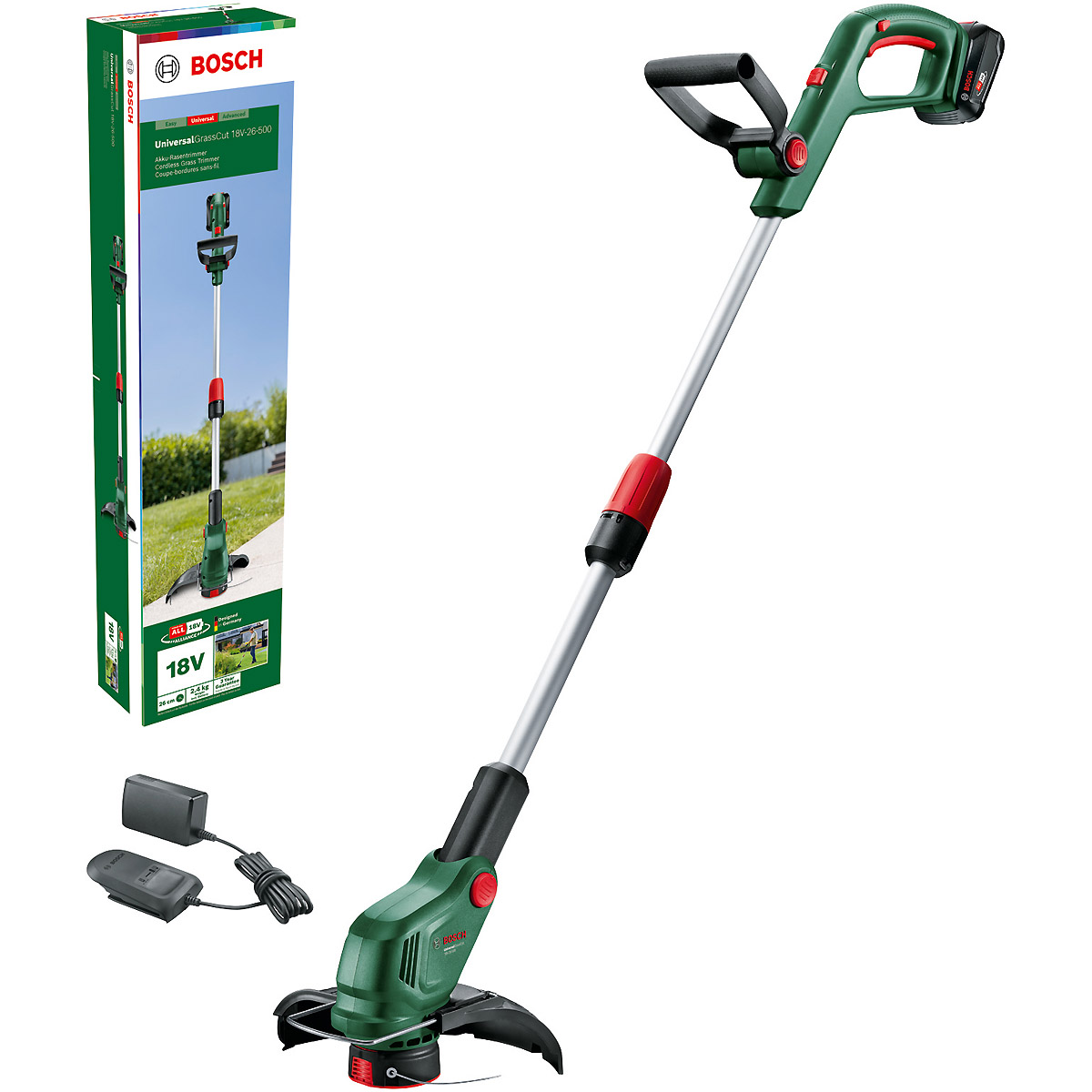 Bosch Akku-Rasentrimmer UniversalGrassCut 18V-26-500, 1 x Akku PBA 18V 2.0Ah