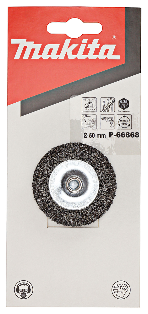 Makita Rundbürste, 50 mm - gewellt - verzinkter Stahl - 6-kant - P-66868